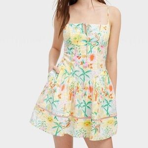 Roller Rabbit x Target Vacation Drop Waist Mini Dress Yellow/Green - M